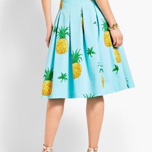 RSVP by Talbots Blue Pleated Pineapple Skirt